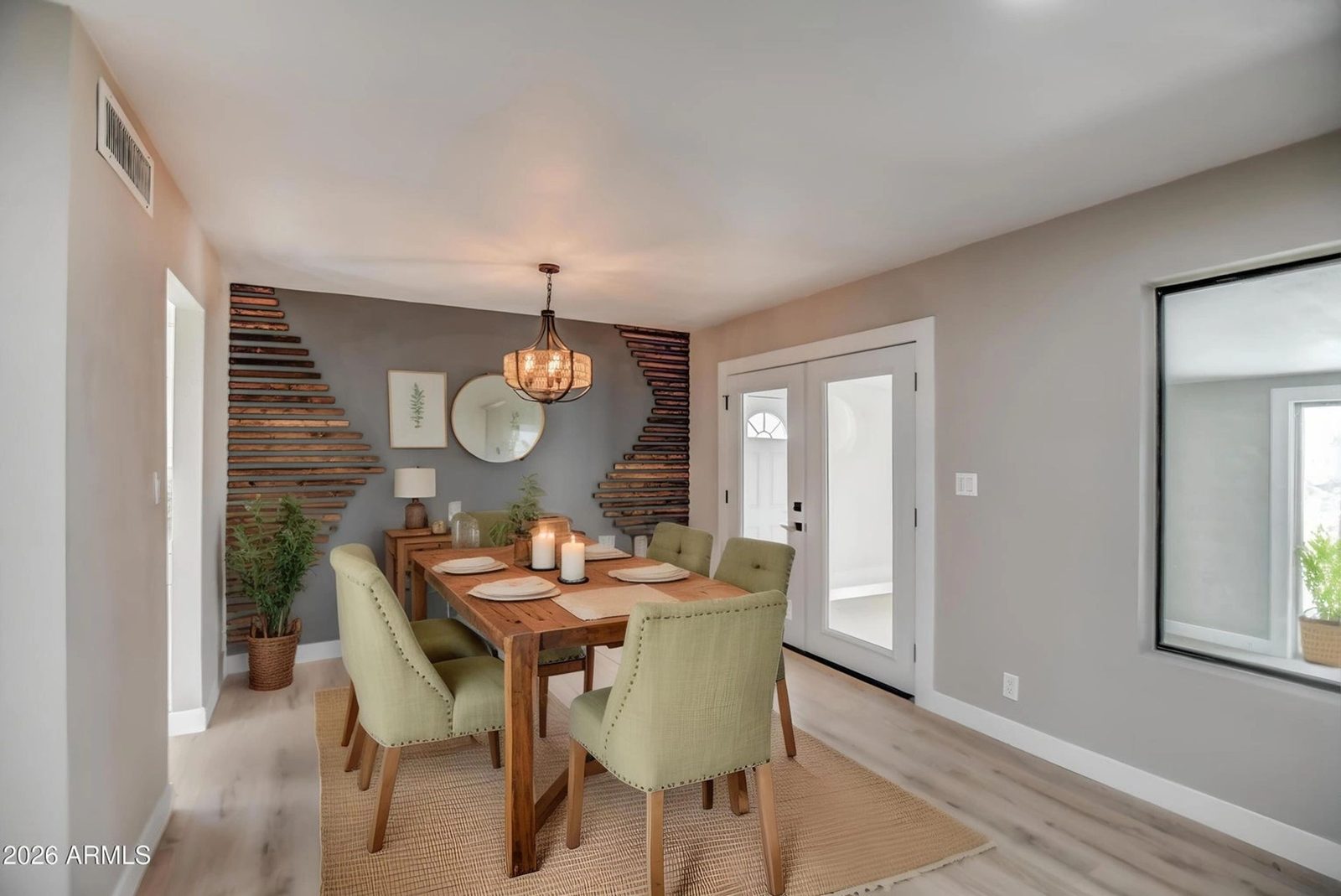Finished and staged dining room in a completed Phoenix flip